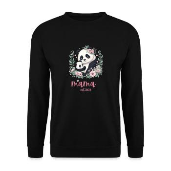 Mama est 2024 I Panda Bear Mum I First Time Mom - Unisex Pullover - Schwarz - Vorne - Alina (178cm) & Michal (187cm)