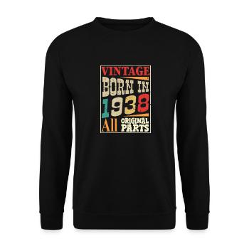 Vintage born in 1938 - Original parts - Unisex Sweatshirt - black - Front - Alina (178cm) & Michal (187cm)