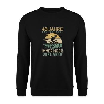 40 Jahre Geschenk Fahrrad 40 Geburtstag - Unisex Pullover - Schwarz - Vorne - Alina (178cm) & Michal (187cm)