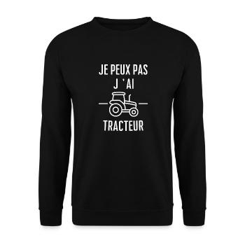 Ich kann keinen Traktor haben - Unisex Pullover - Schwarz - Vorne - Alina (178cm) & Michal (187cm)