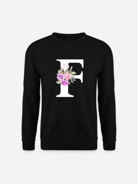 Lila Blumenbuchstabe F - Unisex Pullover - Schwarz