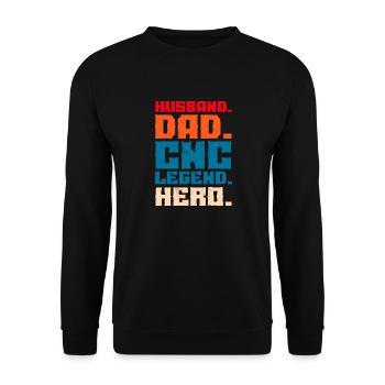 Husband Dad CNC Legend Hero CNC Machinist - Unisex Sweatshirt - black - Front - Alina (178cm) & Michal (187cm)