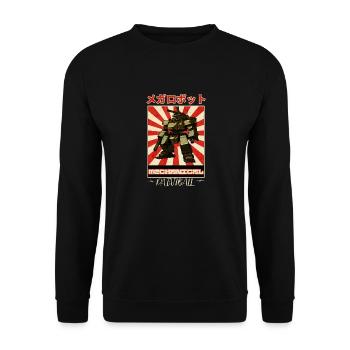 Japan Robot Anime Retro Style Sunset Manga Mecha - Unisex Sweatshirt - black - Front - Alina (178cm) & Michal (187cm)