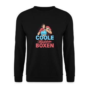 Coole Mädchen Boxen Kampfsport Boxer - Unisex Pullover - Schwarz - Vorne - Alina (178cm) & Michal (187cm)