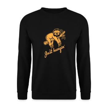 Sloth - Funny Saying - Just hanging - Unisex Sweatshirt - black - Front - Alina (178cm) & Michal (187cm)