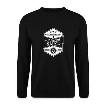 Rasta University Rude Boy Good Vibez Reggae - Unisex Sweatshirt - black - Front - Alina (178cm) & Michal (187cm)