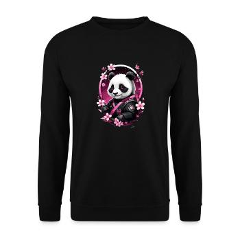 Panda japan pink asien - Unisex Pullover - Schwarz - Vorne - Alina (178cm) & Michal (187cm)