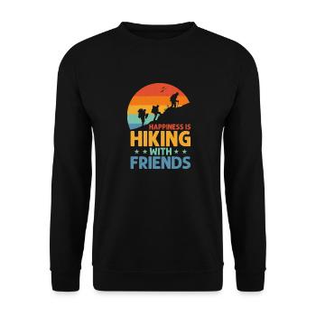 Le bonheur, c’est de faire de la randonnée avec des amis randonneur en montagne - Sweat-shirt Unisexe - noir - Devant - Alina (178cm) & Michal (187cm)