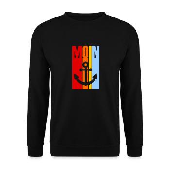 Moin - Guten Morgen - Nordsee - Ostsee - Anker - Unisex Pullover - Schwarz - Vorne - Alina (178cm) & Michal (187cm)
