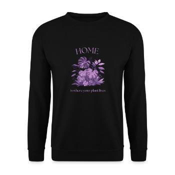 La maison, c’est là où vit votre plante - Sweat-shirt Unisexe - noir - Devant - Alina (178cm) & Michal (187cm)