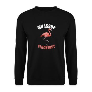 Flamingo Tier Rosa - Unisex Pullover - Schwarz - Vorne - Alina (178cm) & Michal (187cm)