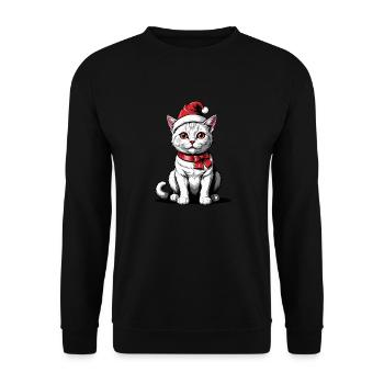 Chat de Noël Père Noël Chat Chat Chat Cadeau - Sweat-shirt Unisexe - noir - Devant - Alina (178cm) & Michal (187cm)