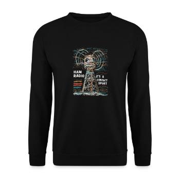 Ham Radio – Contact is everything! - Unisex Sweatshirt - black - Front - Alina (178cm) & Michal (187cm)