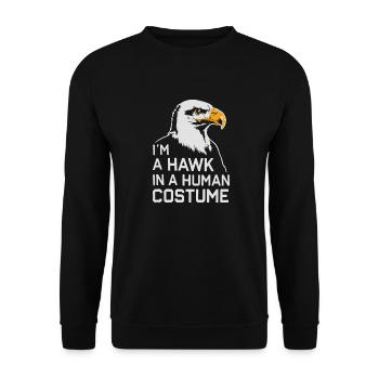 Frei wie ein Falke im Menschenkostüm - Unisex Pullover - Schwarz - Vorne - Alina (178cm) & Michal (187cm)