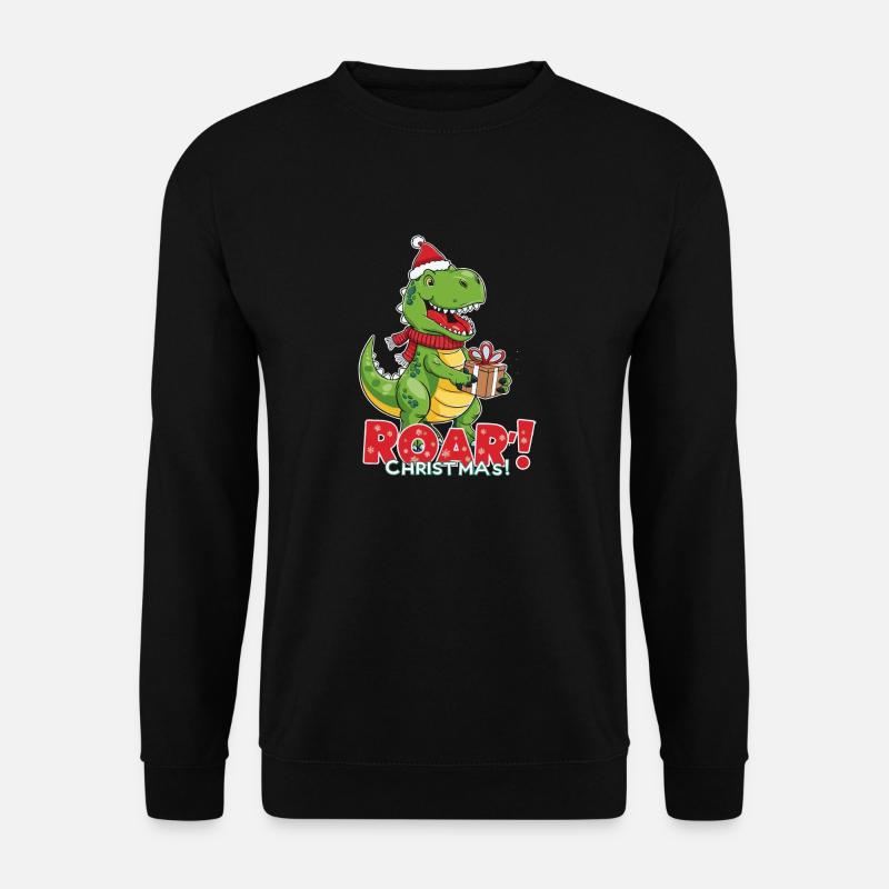 Weihnachtlicher Dinosaurier – ROAR - Unisex Pullover - Schwarz