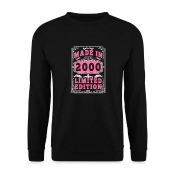 Vintage Né(e) en 2000 made in 2000 25 ans. Art_20 - Sweat-shirt Unisexe - noir - Devant - Alina (178cm) & Michal (187cm)