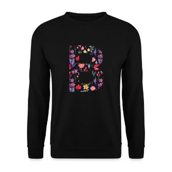 Personalized floral letter b - gift idea - Unisex Sweatshirt - black - Front - Alina (178cm) & Michal (187cm)
