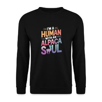 Alpaka Llama - Unisex Pullover - Schwarz - Vorne - Alina (178cm) & Michal (187cm)