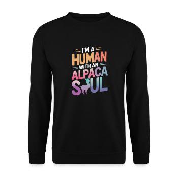 Alpaka Llama - Unisex Pullover - Schwarz - Vorne - Alina (178cm) & Michal (187cm)