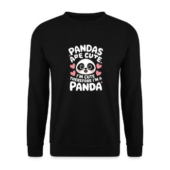 Pandabär Panda Tier Pandas - Unisex Pullover - Schwarz - Vorne - Alina (178cm) & Michal (187cm)