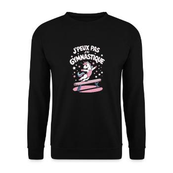 J'peux pas j'ai Gymnastique - Sweat-shirt Unisexe - noir - Devant - Alina (178cm) & Michal (187cm)