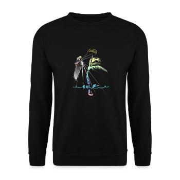 WK Palme Frau Kitesurferin - Unisex Pullover - Schwarz - Vorne - Alina (178cm) & Michal (187cm)