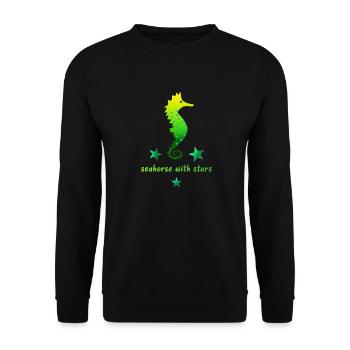 green seahorse with asterisk - Unisex Sweatshirt - black - Front - Alina (178cm) & Michal (187cm)