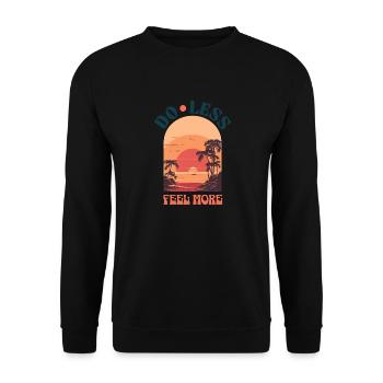 Do Less Feel More – Sonnenuntergang im Retro-Stil - Unisex Pullover - Schwarz - Vorne - Alina (178cm) & Michal (187cm)
