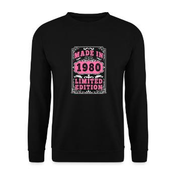 Vintage Born in 1980 made in 1980 45 years old. Art_20 - Unisex Sweatshirt - black - Front - Alina (178cm) & Michal (187cm)