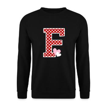 Lettre F cœur - Sweat-shirt Unisexe - noir - Devant - Alina (178cm) & Michal (187cm)