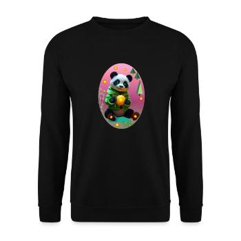 Cyber Panda mit Neon Zitrone - Unisex Pullover - Schwarz - Vorne - Alina (178cm) & Michal (187cm)