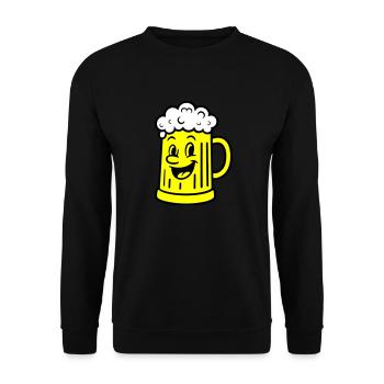 Bierkrug Comic Bier - Unisex Pullover - Schwarz - Vorne - Alina (178cm) & Michal (187cm)