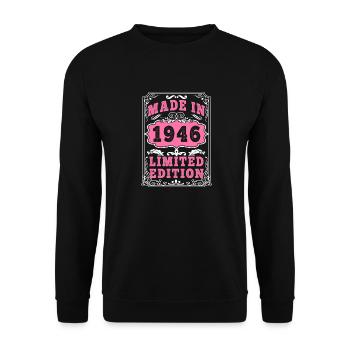 Vintage Born in 1946 made in 1946 79 years old. Art_20 - Unisex Sweatshirt - black - Front - Alina (178cm) & Michal (187cm)