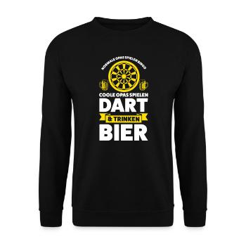Darten & Bier Opa Dartspieler Geschenk - Unisex Pullover - Schwarz - Vorne - Alina (178cm) & Michal (187cm)