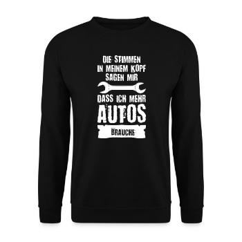 Auto Mechaniker Autoliebhaber Geschenk - Unisex Pullover - Schwarz - Vorne - Alina (178cm) & Michal (187cm)