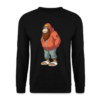 Streetart Orang-Utan Urban Rap Street Affe - Unisex Pullover - Schwarz - Vorne - Alina (178cm) & Michal (187cm)