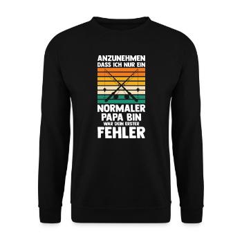 Angler Papa Angeln Geschenk - Unisex Pullover - Schwarz - Vorne - Alina (178cm) & Michal (187cm)