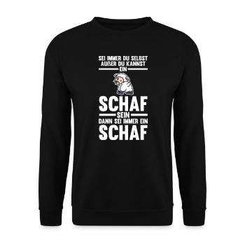 Schaf Landwirt Schafzüchter Geschenk - Unisex Pullover - Schwarz - Vorne - Alina (178cm) & Michal (187cm)