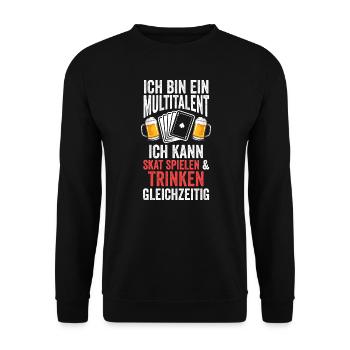 Skat Bier Skatspieler Geschenk - Unisex Pullover - Schwarz - Vorne - Alina (178cm) & Michal (187cm)