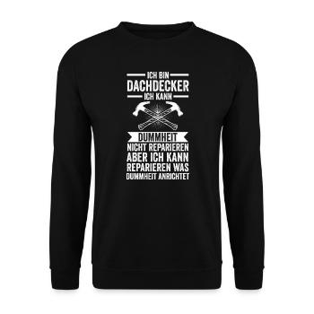 Dachdecker Beruf Dachdeckermeister Geschenk - Unisex Pullover - Schwarz - Vorne - Alina (178cm) & Michal (187cm)