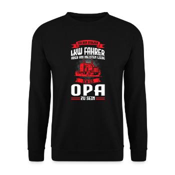 LKW Fahrer Opa Großvater Geschenk - Unisex Pullover - Schwarz - Vorne - Alina (178cm) & Michal (187cm)
