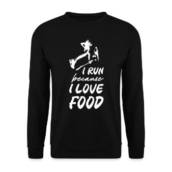 I Run Because I Love Food - Unisex Pullover - Schwarz - Vorne - Alina (178cm) & Michal (187cm)