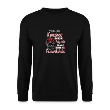 Prinzessinnen tragen Feuerwehr Helme Geschenk - Unisex Pullover - Schwarz - Vorne - Alina (178cm) & Michal (187cm)