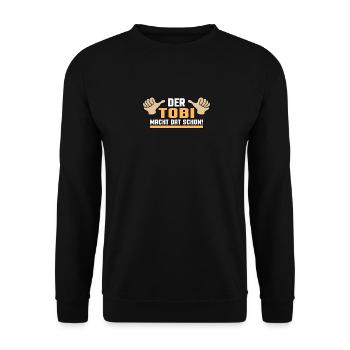 Der Tobi macht dat schon Namen Spitzname Geschenk - Unisex Pullover - Schwarz - Vorne - Alina (178cm) & Michal (187cm)