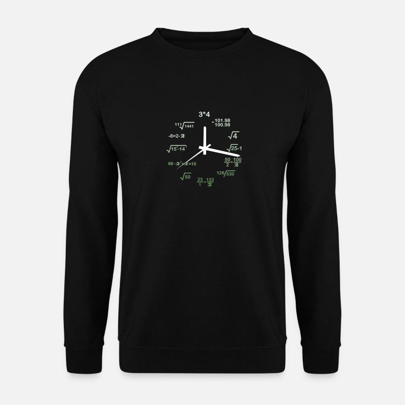Mathematik Uhr Mathe Bruch Rechnen Geschenk - Unisex Pullover - Schwarz