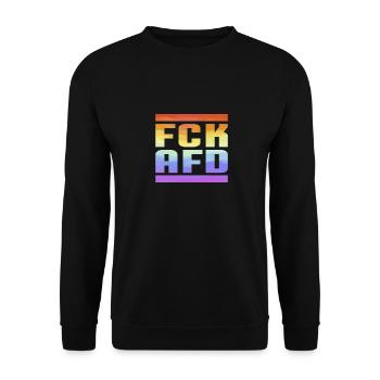 FCK AFD Regenbogenfarben Die Welt ist bunt - Unisex Pullover - Schwarz - Vorne - Alina (178cm) & Michal (187cm)