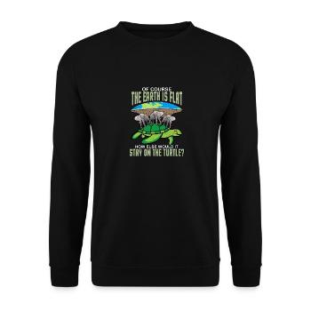 Flat Earth Society turtle elephant gift - Unisex Sweatshirt - black - Front - Alina (178cm) & Michal (187cm)