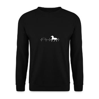 Herzschlag Pferd Liebe Frequenz Puls Liebhaber - Unisex Pullover - Schwarz - Vorne - Alina (178cm) & Michal (187cm)