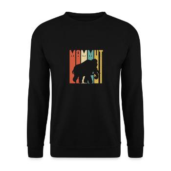 Retro Mammut Geschenk Mammoth Tier Geschenk - Unisex Pullover - Schwarz - Vorne - Alina (178cm) & Michal (187cm)