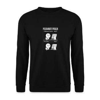 Programmierer Informatiker Lustiges Cartoon - Unisex Pullover - Schwarz - Vorne - Alina (178cm) & Michal (187cm)